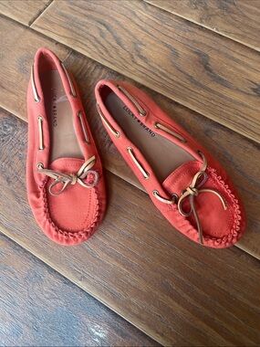Lucky Brand Coral-Red Canvas Moccasin Driving Shoes - Size 9